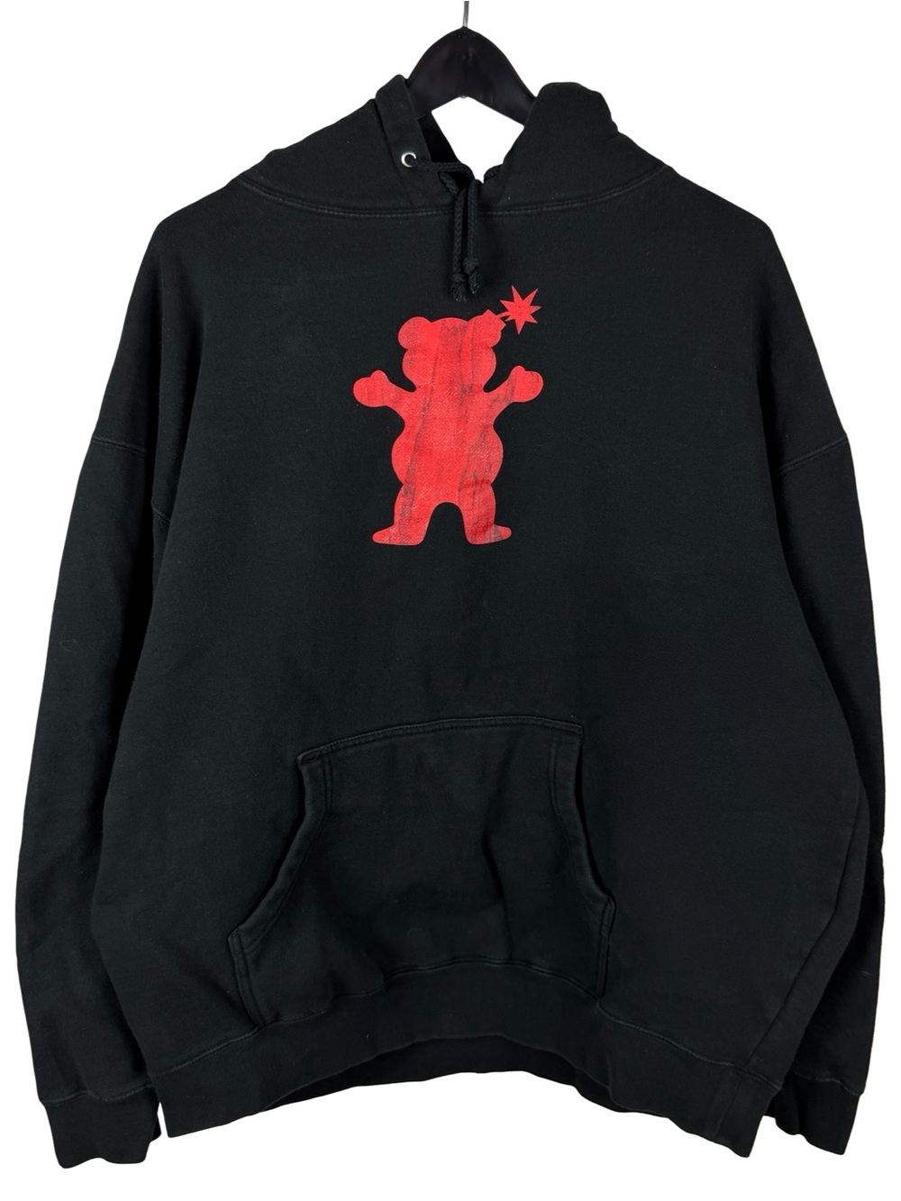 Mens Y2K The Hundreds X Grizzly Tape Skate Streetwear Black Hoodie Size XL